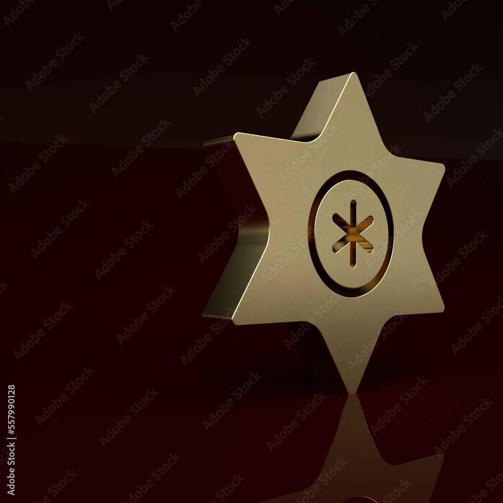 Gold Falling star icon isolated on brown background. Meteoroid, meteorite, comet, asteroid, star ico