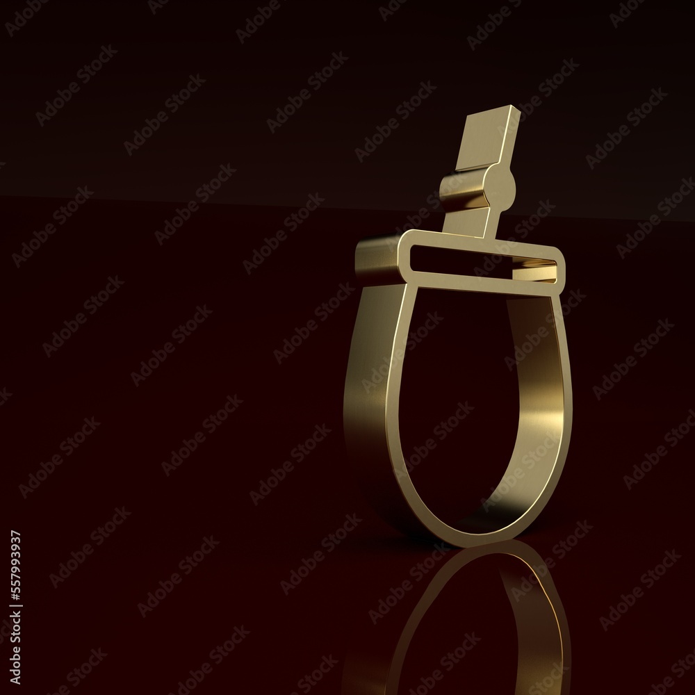 Gold Mate tea icon isolated on brown background. Minimalism concept. 3D render illustration