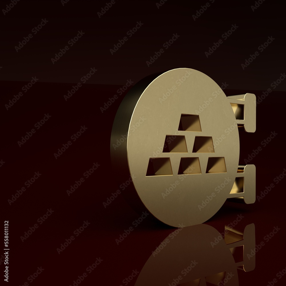 Gold Jewelry store icon isolated on brown background. Minimalism concept. 3D render illustration