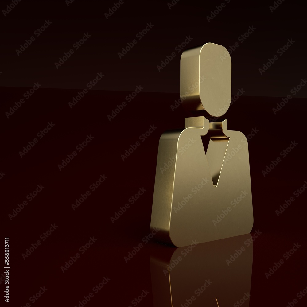 Gold Employee icon isolated on brown background. Head hunting. Business target or Employment. Human 