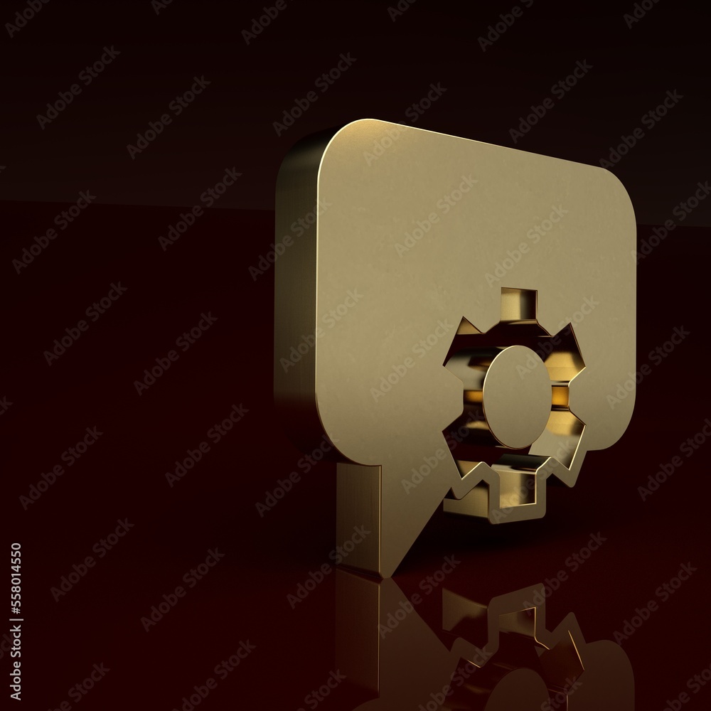 Gold Telephone 24 hours support icon isolated on brown background. All-day customer support call-cen