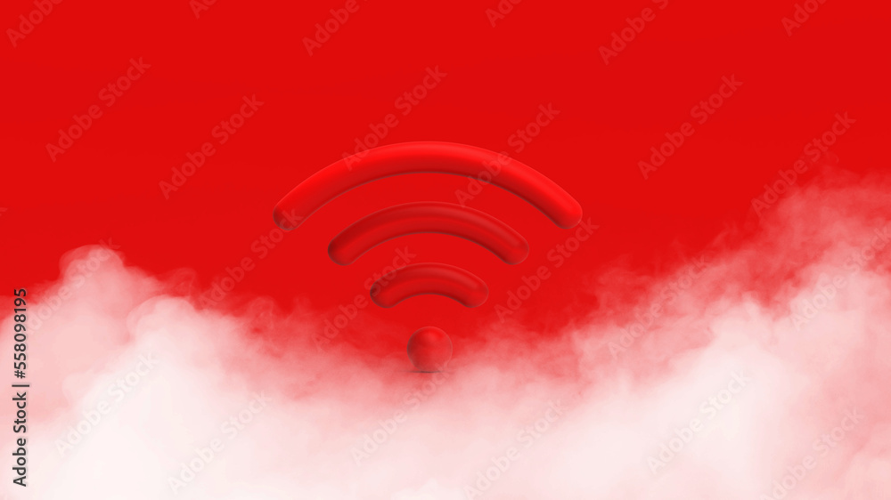 Wifi icon isolated on red background. 3D rendering.