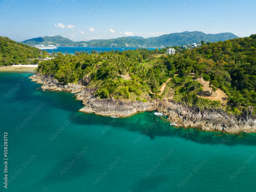 海滨海洋背景，美丽的自然令人惊叹的海滨景色背景