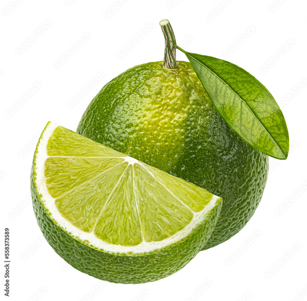 Lime citrus fruit isolated on white background