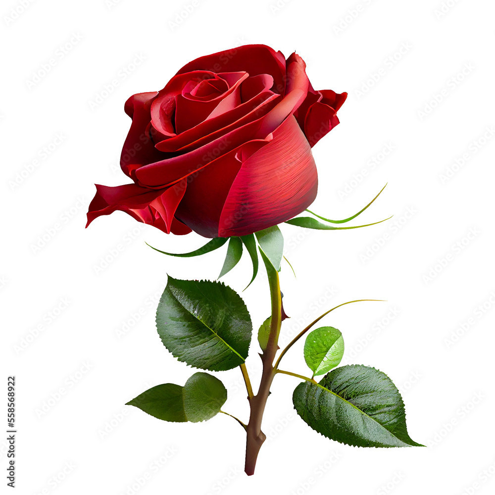 red rose isolated on white for love day