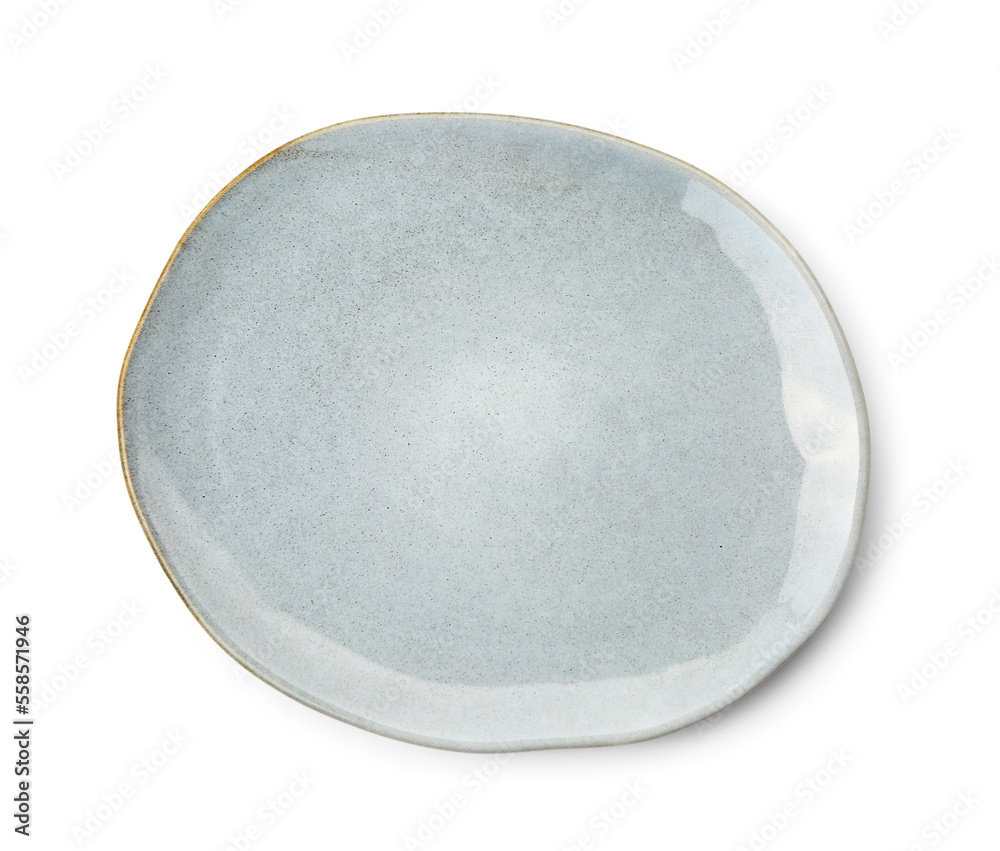 Stylish ceramic plate on white background