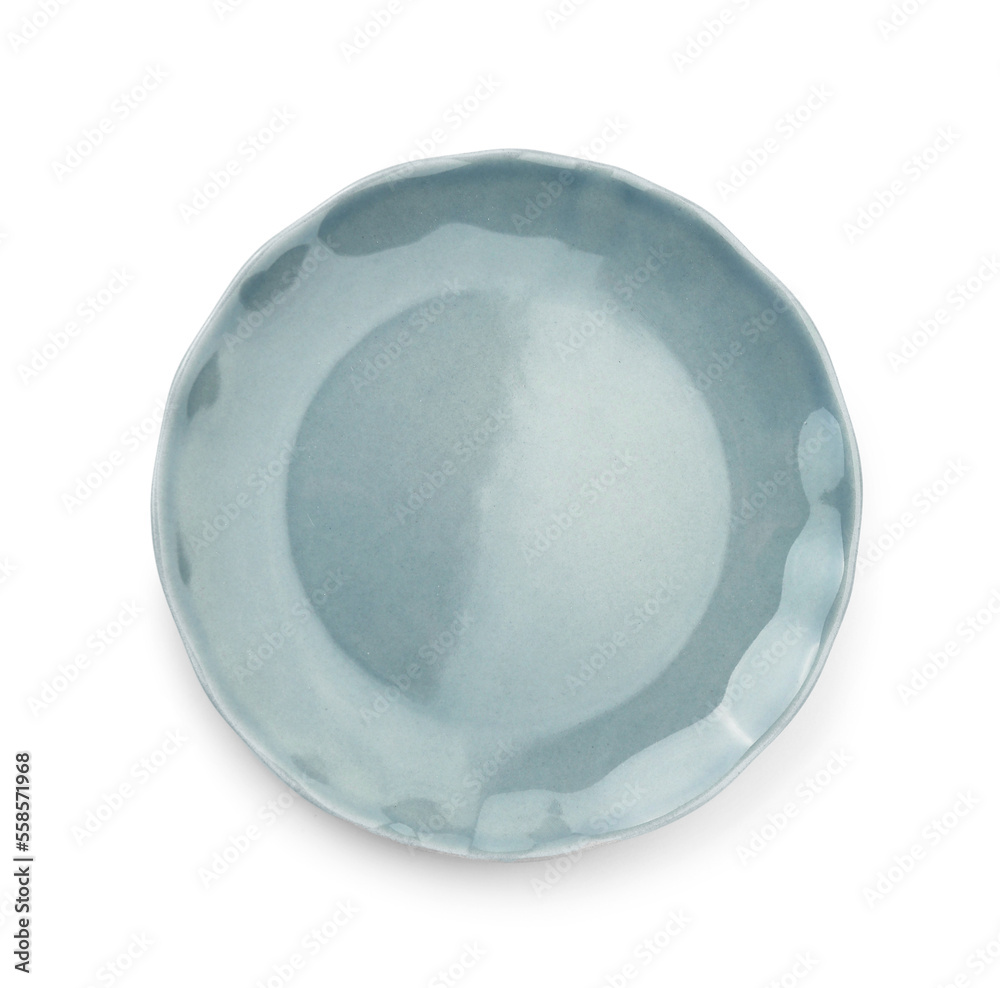 Stylish ceramic plate on white background