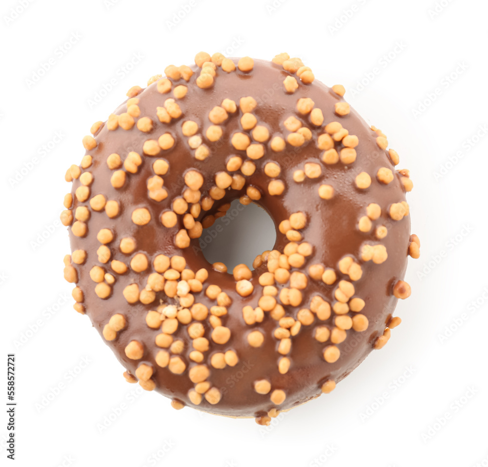 Tasty chocolate donut isolated on white background