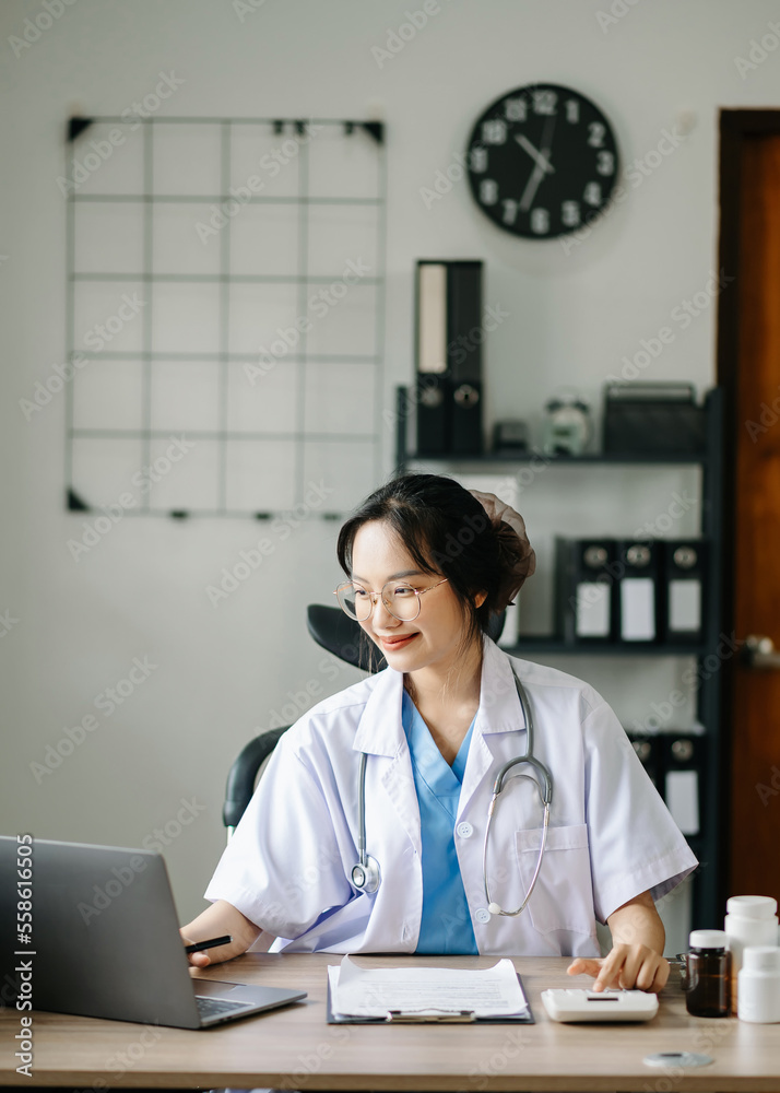 Medicine doctor  working with modern digital tablet computer interface as medical network concept.