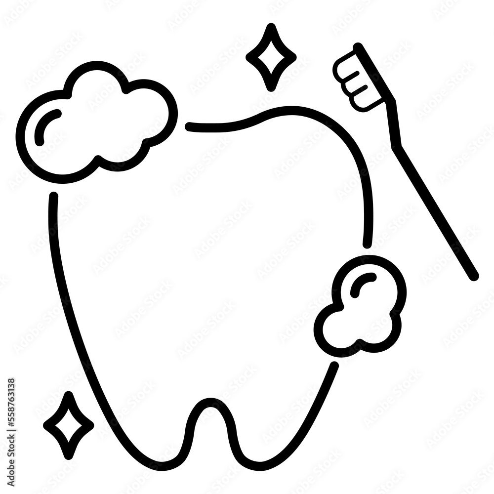 Tooth and brush with paste on white background