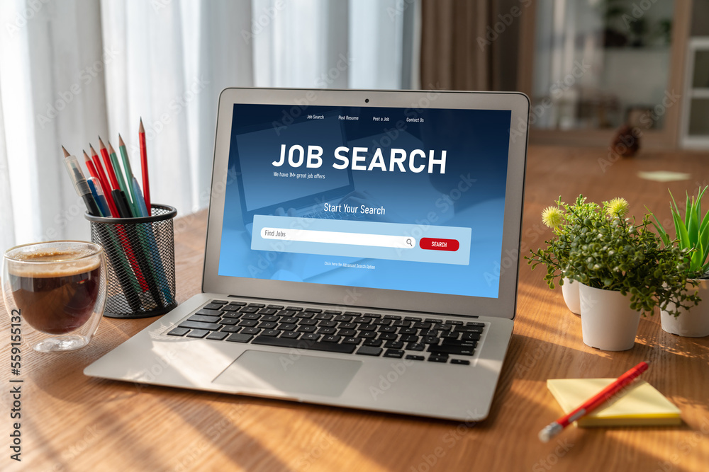 Online job search on modish website for worker to search for job opportunities on the recruitment in