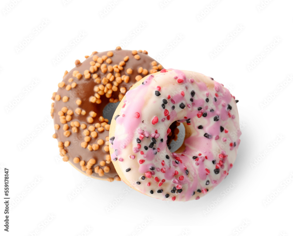 Sweet donuts isolated on white background