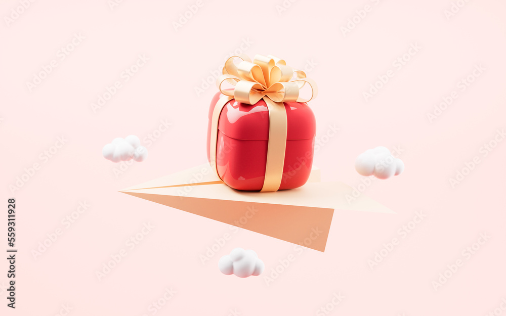 Gift box with cartoon style, 3d rendering.