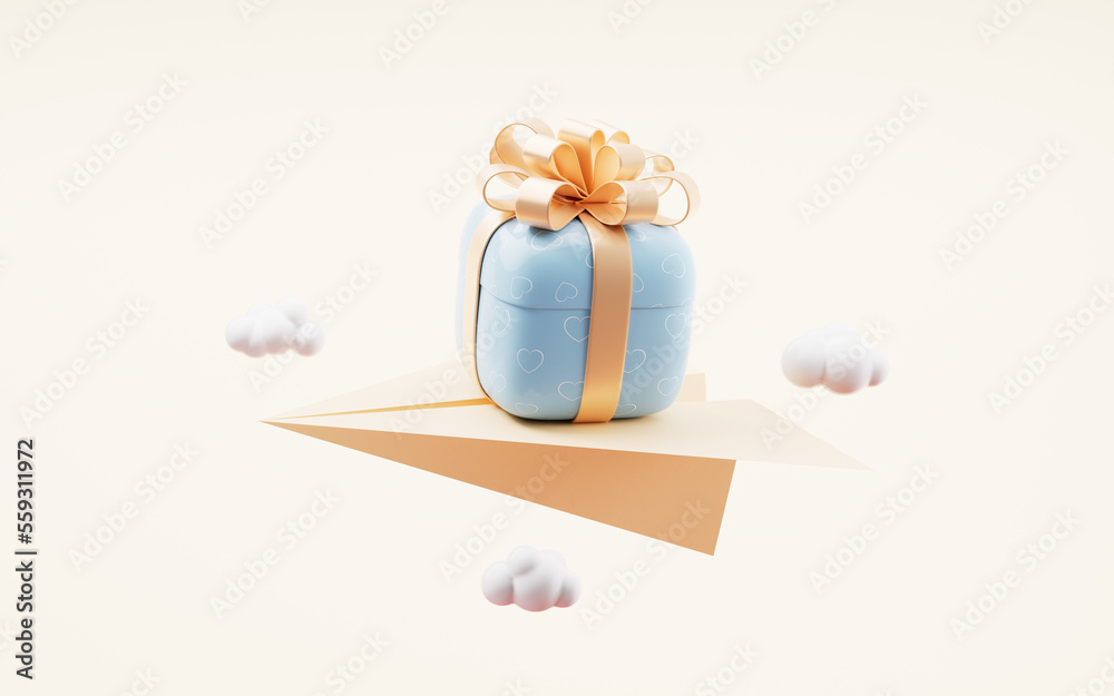 Gift box with cartoon style, 3d rendering.