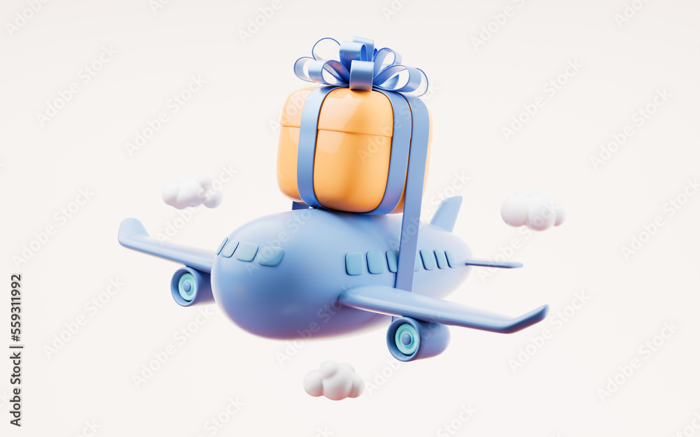 Gift box with cartoon style, 3d rendering.