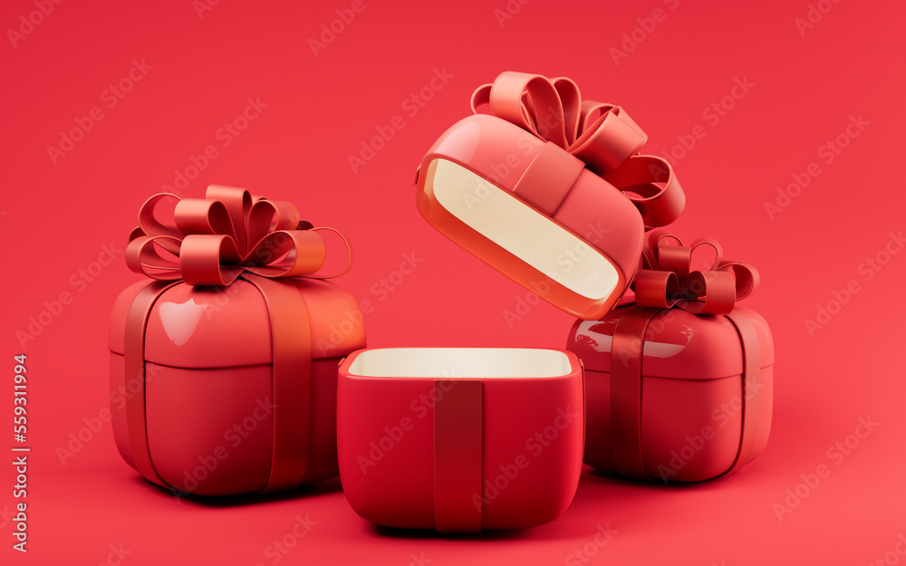 Gift box with cartoon style, 3d rendering.