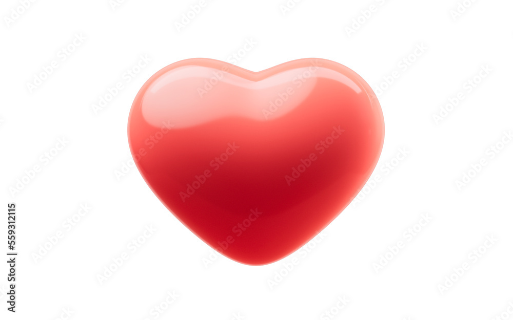 Love heart with 3d cartoon style, festival celebration, 3d rendering.