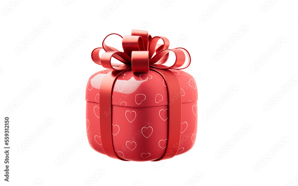 Gift box and love heart, festival celebration, 3d rendering.