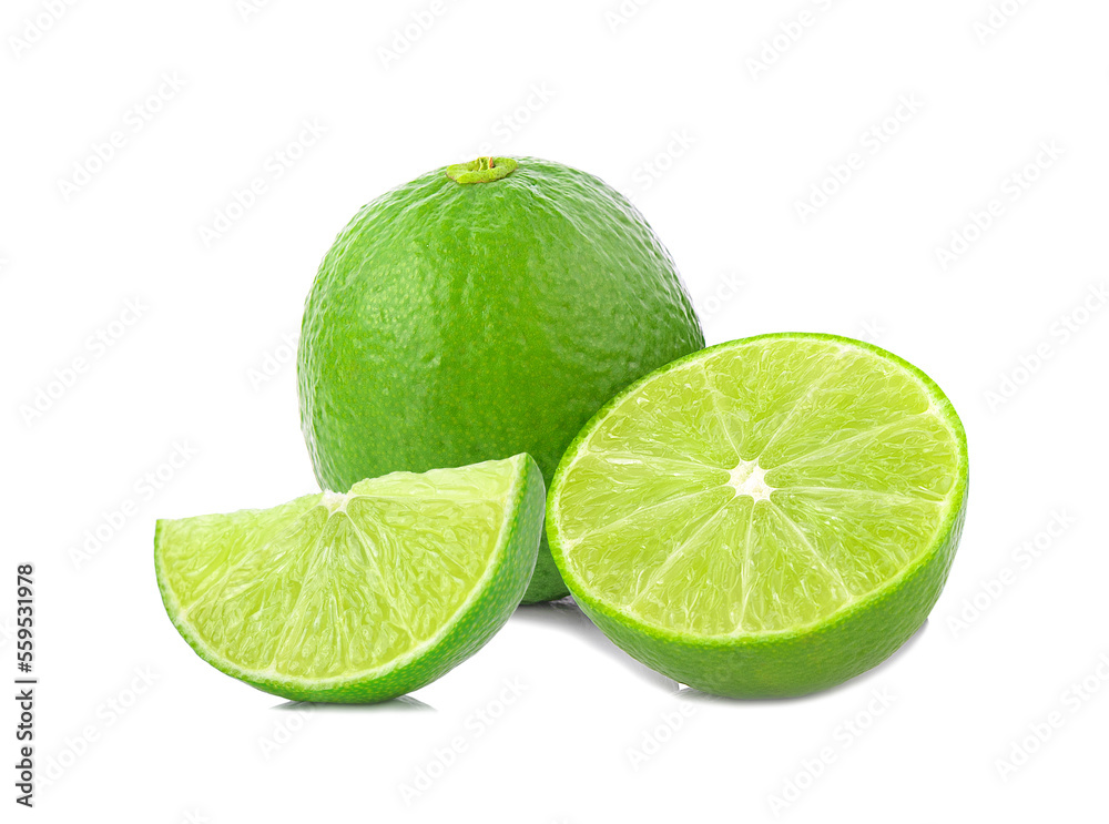 Lime fruit isolated on white background.