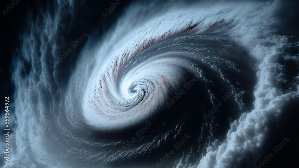 View of a cyclone eye from space. Giant hurricane background. Generative ai