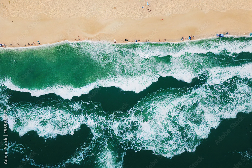 Spectacular drone photo of beach for refreshing and calmness concept. Generative AI.