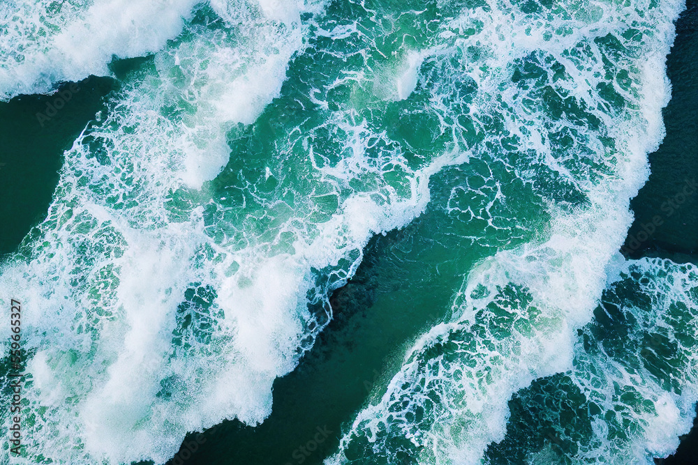 Spectacular aerial top view background photo of ocean sea water splashing. Generative AI.