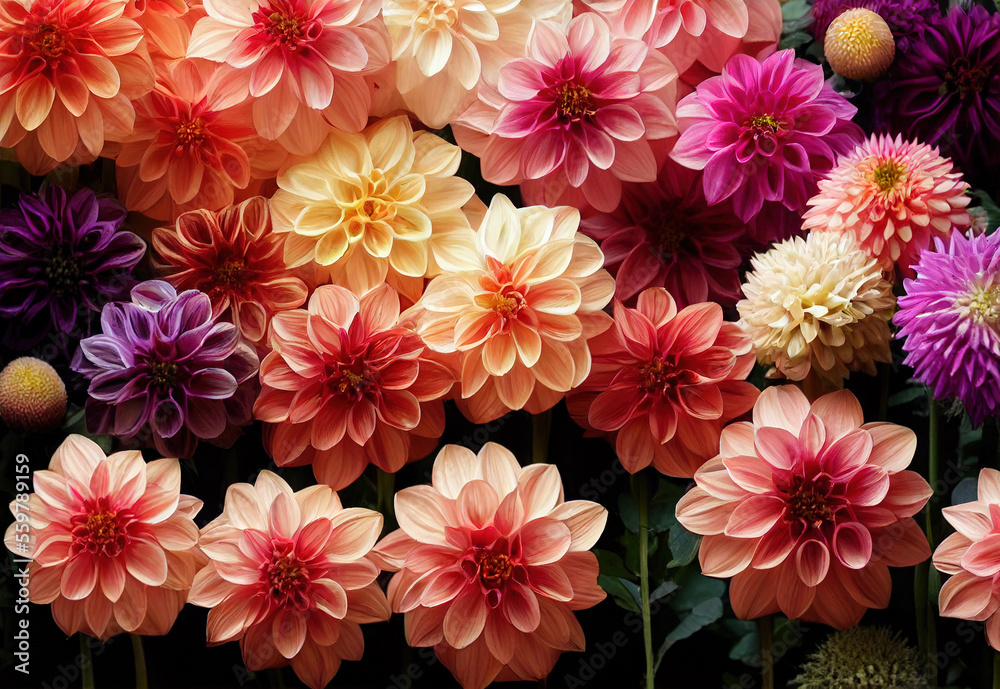 Dahlia flower banquet beautiful spectacular flower arrangement for background of wedding dinner love