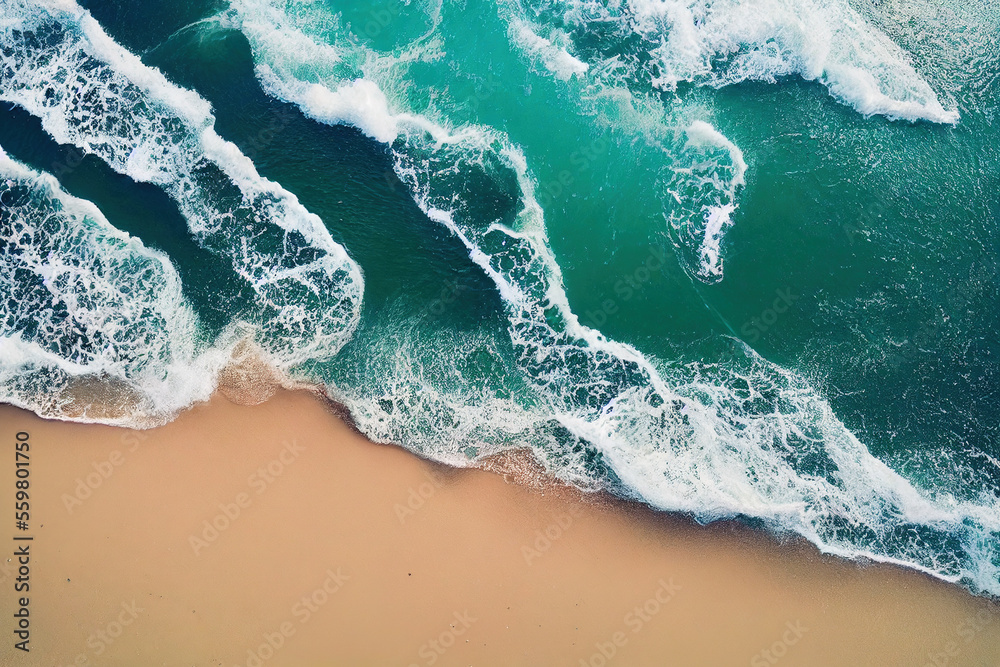 Spectacular drone photo of beach for refreshing and calmness concept. Generative AI.