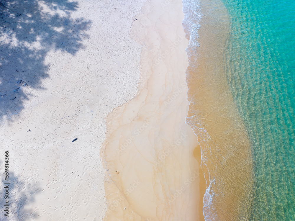 Top view of amazing pastel sand beach and turquoise sea copy space available nature background, High