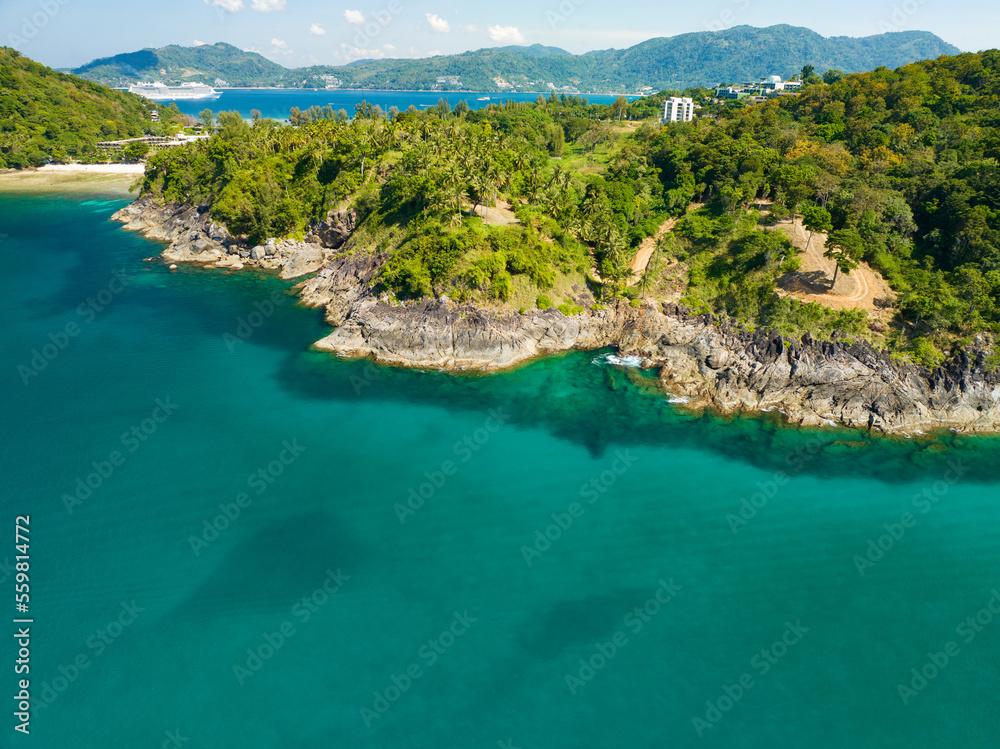 海面海洋背景，美丽的海岛自然景观，令人惊叹的海岸景观ba