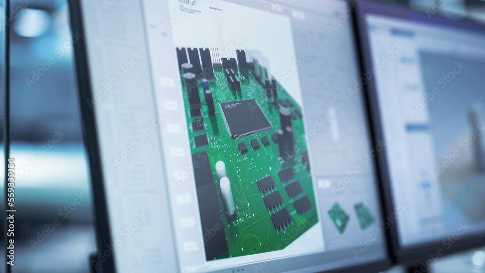 Close Up of a Computer Monitor Screen with Software Utility Tool with Digital Electronic Diagram of 