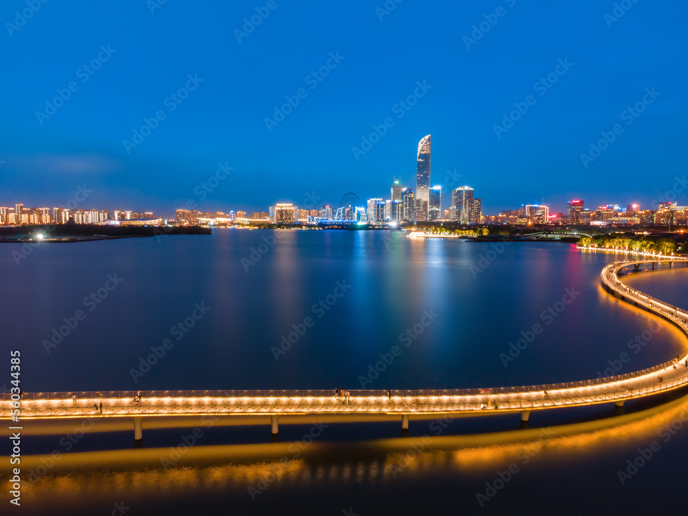 Aerial photography of Suzhou Jinji Lake architectural landscape