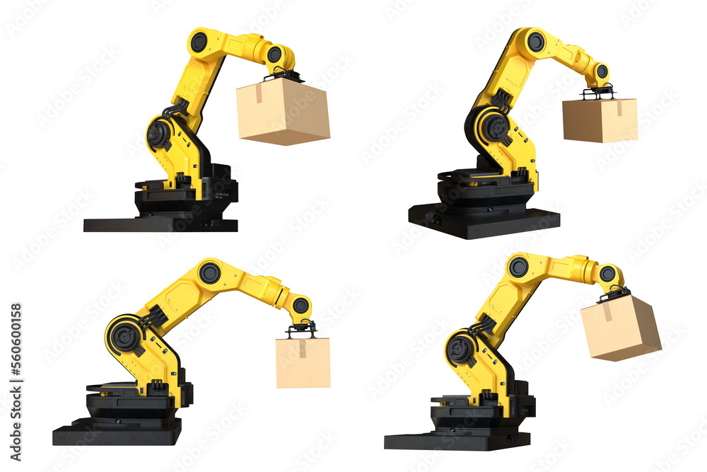 Robotic arm on transparent background, PNG file