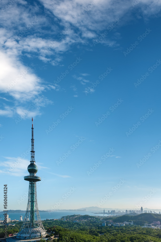 Overlooking the Qingdao Urban Coast Line Landscape