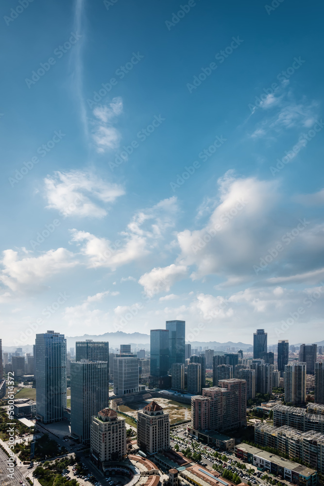 Overlooking the Qingdao Urban Coast Line Scenery