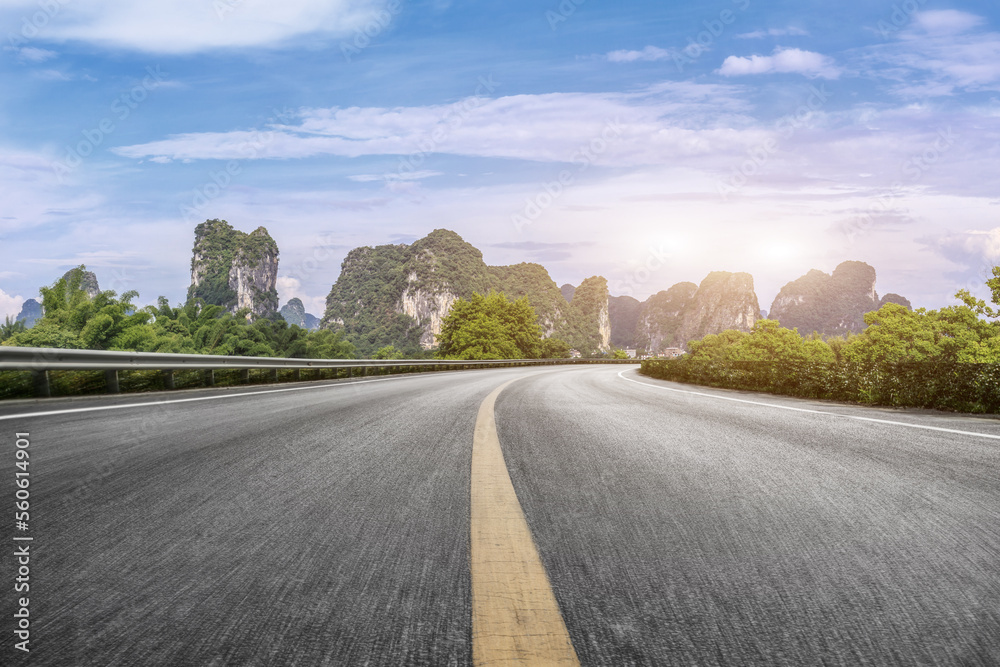 Road ground and outdoor natural scenery