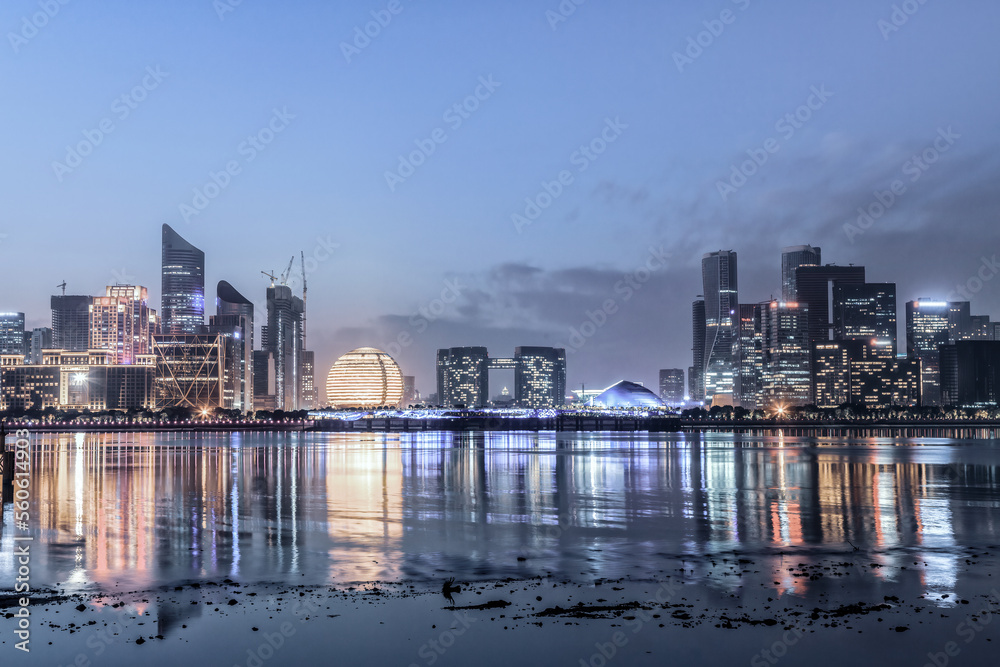 Hangzhou city landscape night scene large format