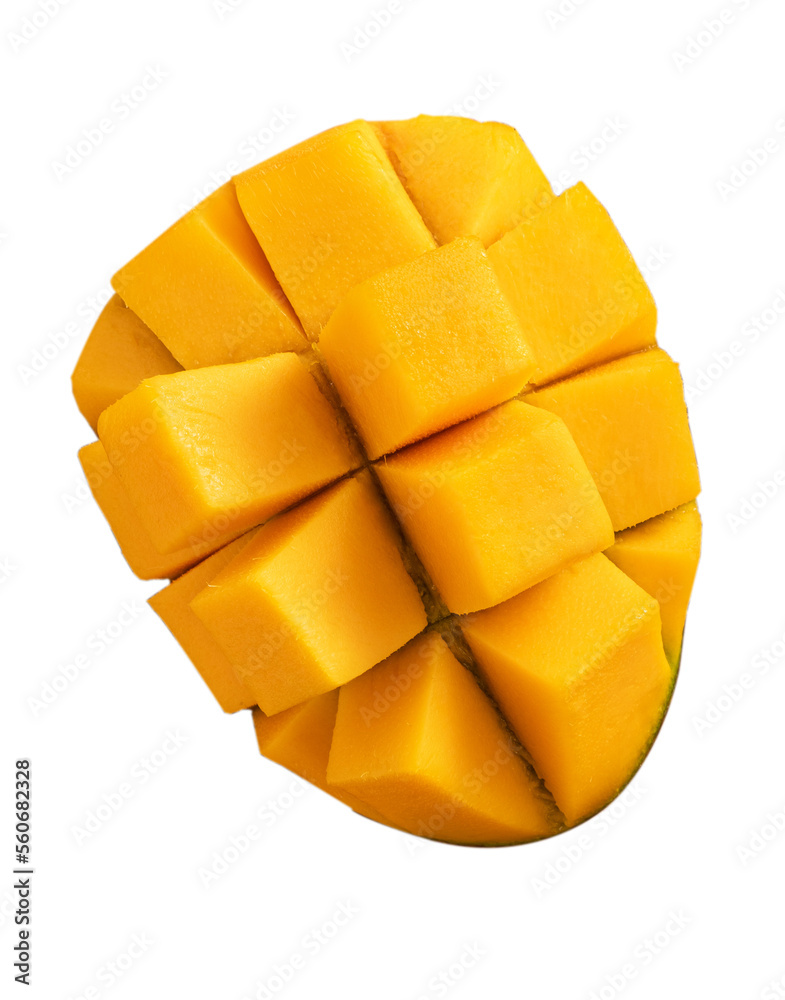 Beautiful delicious mango isolated on white table background.