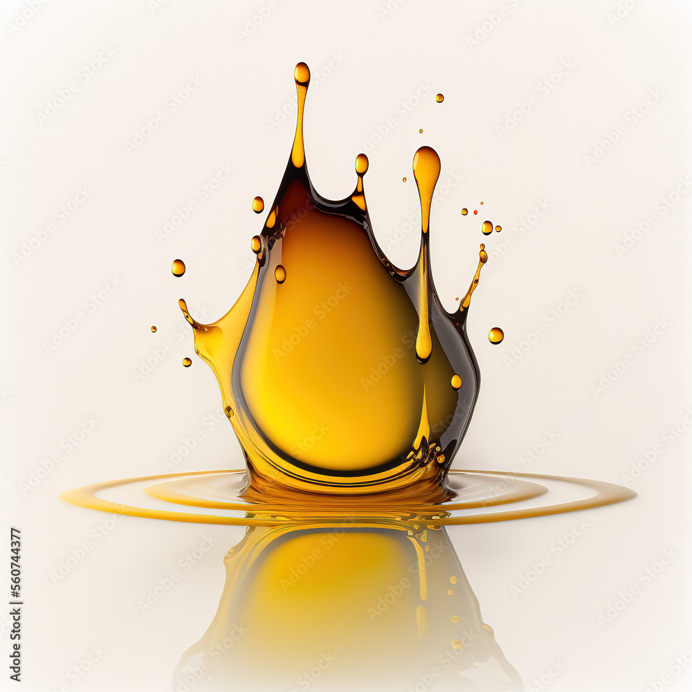 oil drop, golden oil, 3D illustration (ai generated)