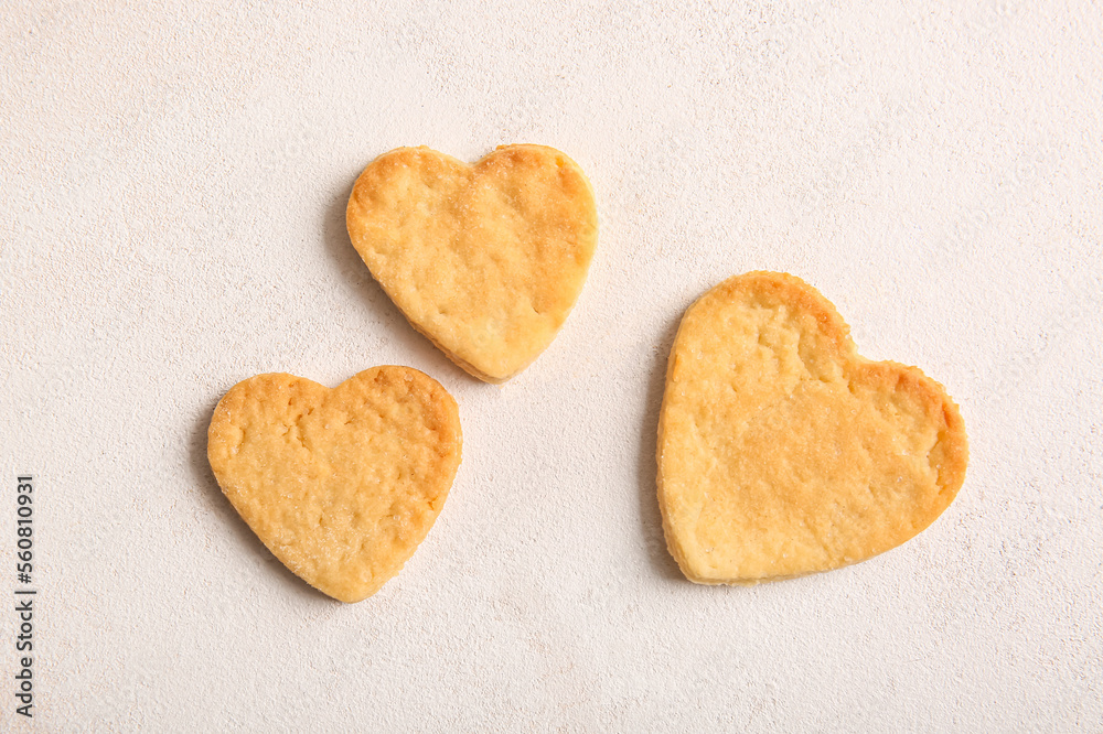 Delicious heart shaped cookies on light background. Valentines Day celebration