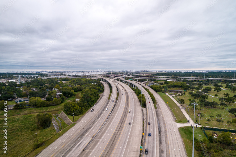 Junction with traffic in Dallas Texas