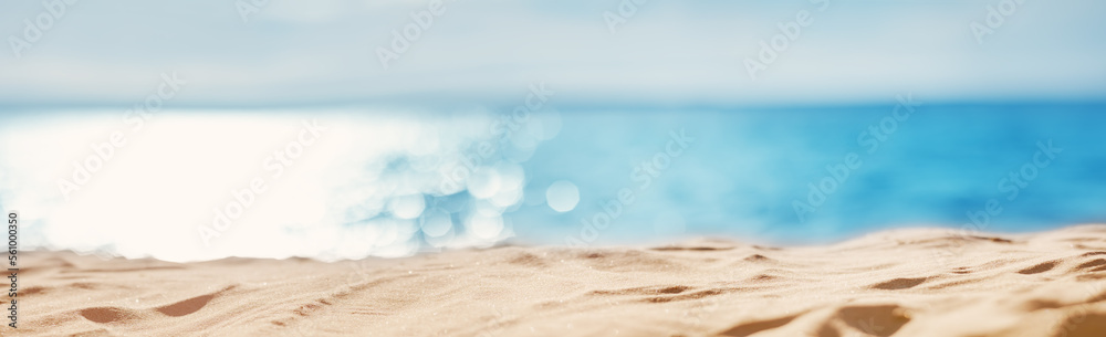 Panoramic view of the empty seashore in summer