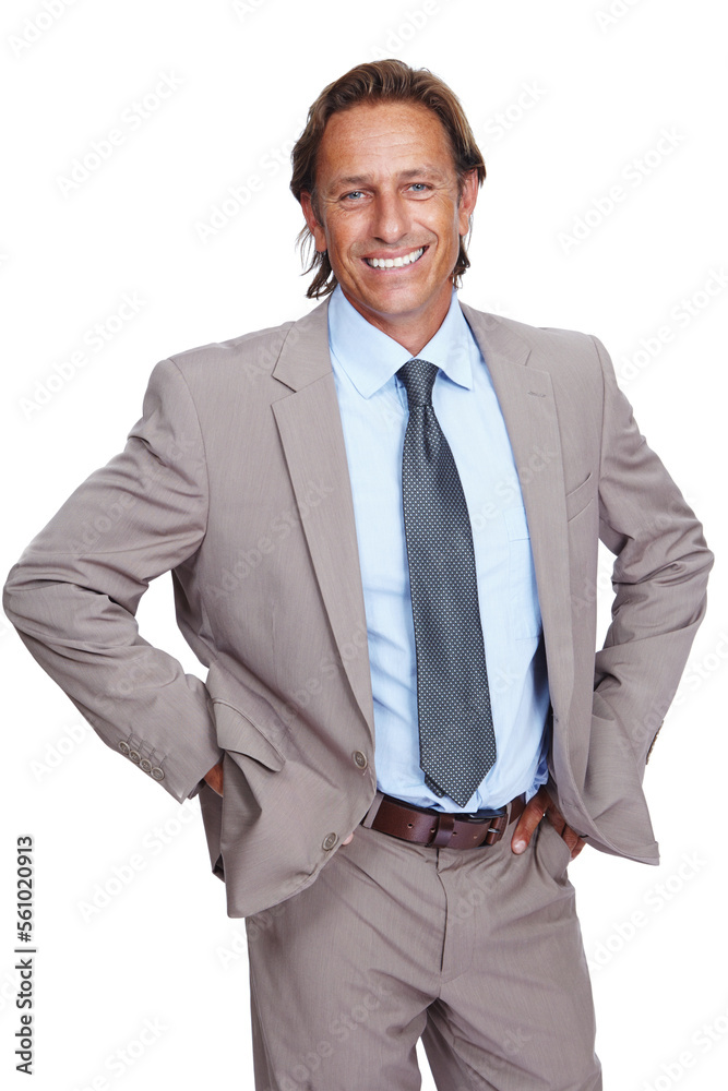 Business man, portrait and corporate ceo with smile, success and leadership, executive isolated on w