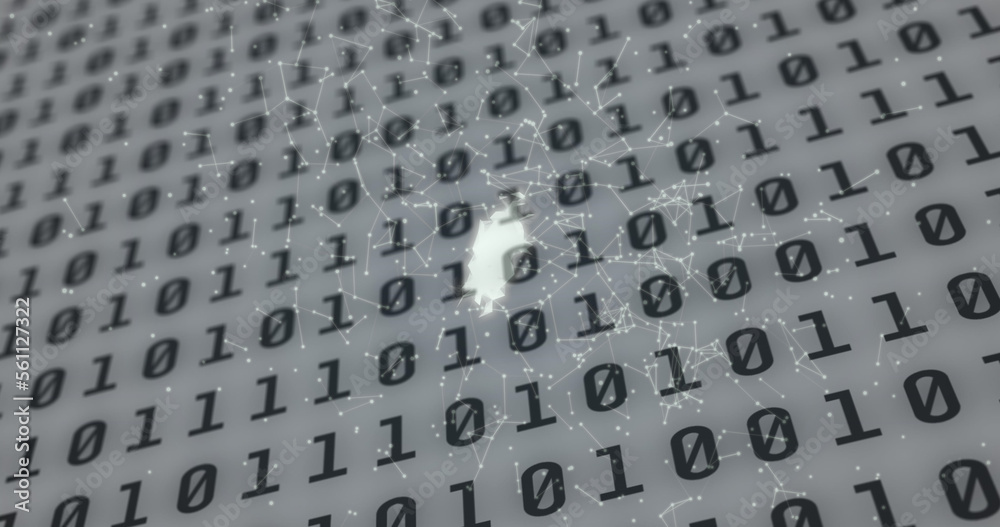 Image of email over binary code on grey background