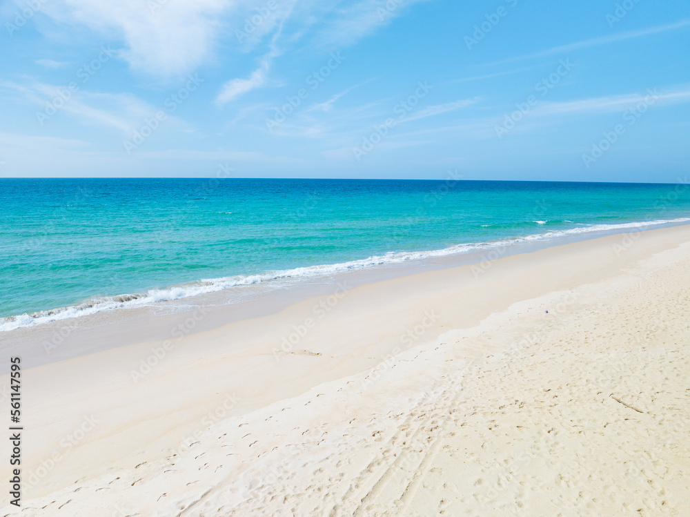 Aerial view Beautiful Beach Sea in summer season, footage from drone camera,Amazing sea ocean sky ba