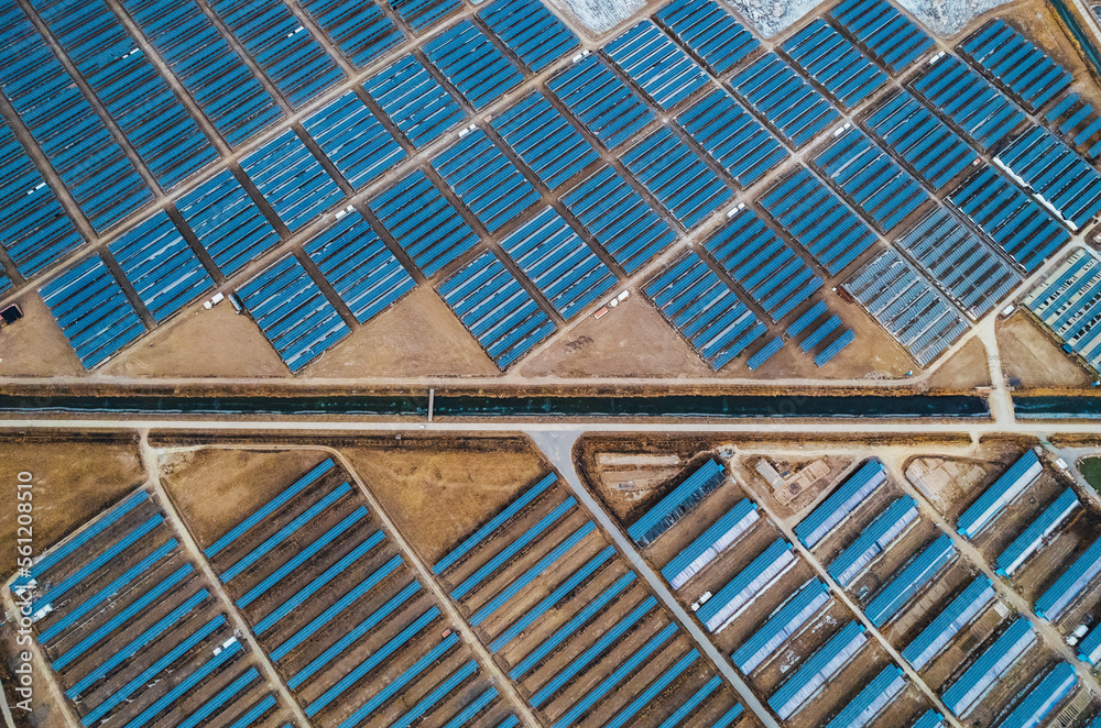 Photovoltaic energy Aerial photo of solar panels