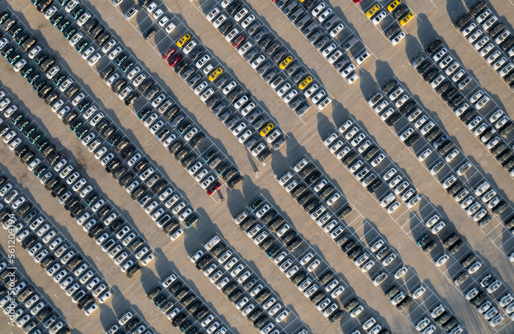 Aerial photo of parking lot in Tianjin Binhai New Area