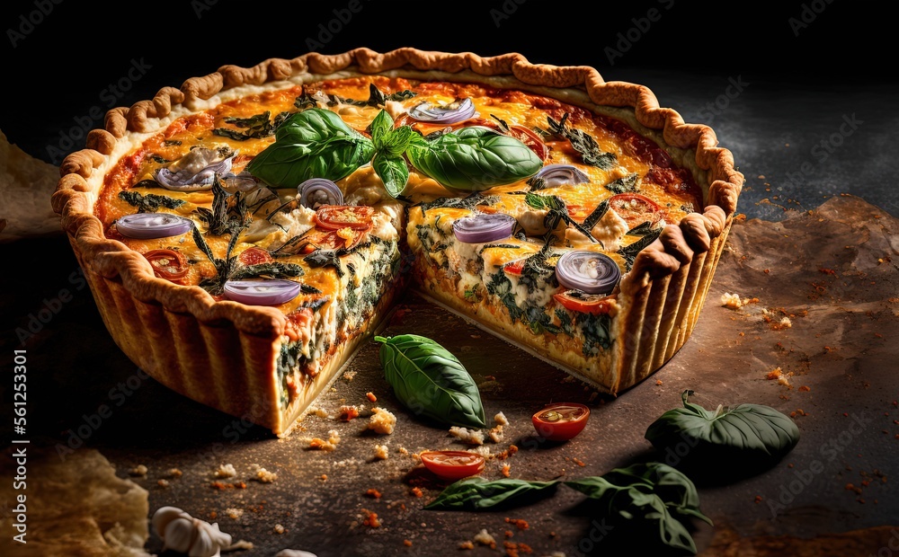  illustration of premium homemade dish of  Quiche