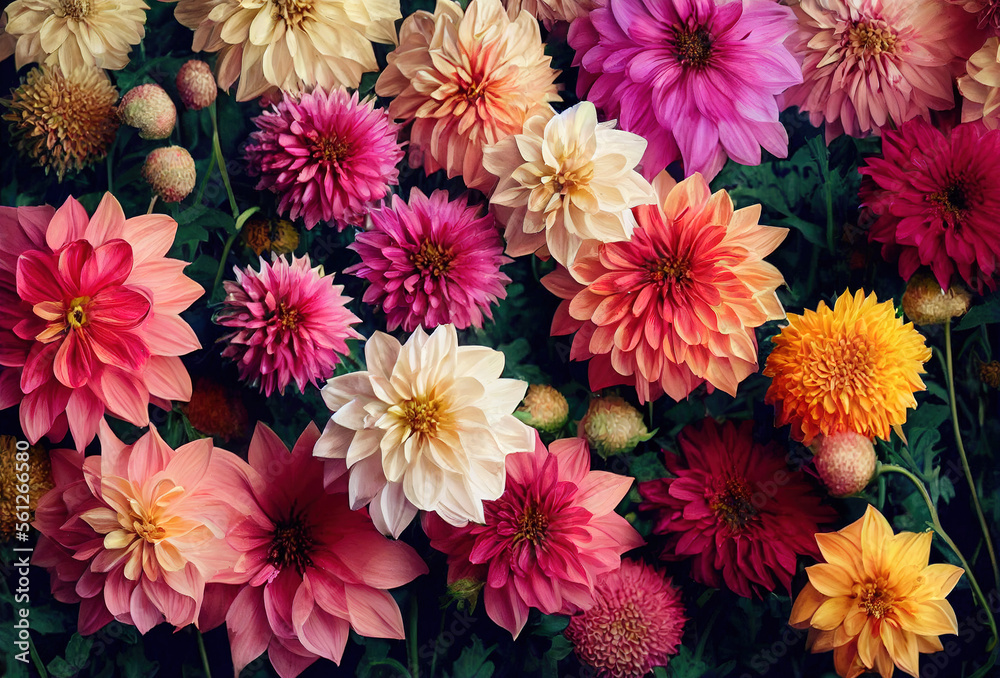 Dahlia flower banquet beautiful spectacular flower arrangement for background of wedding dinner love