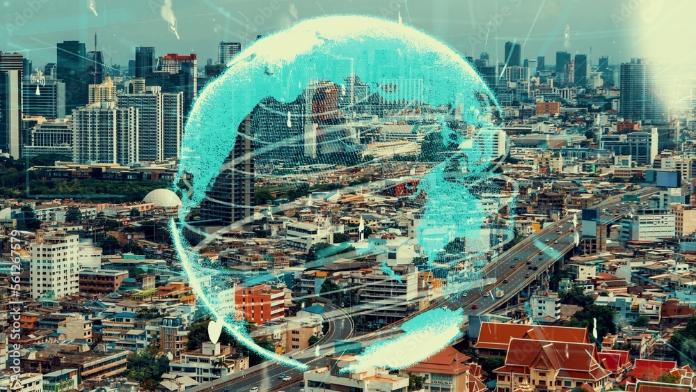 Global connection and the internet network alteration in smart city . Concept of future wireless dig